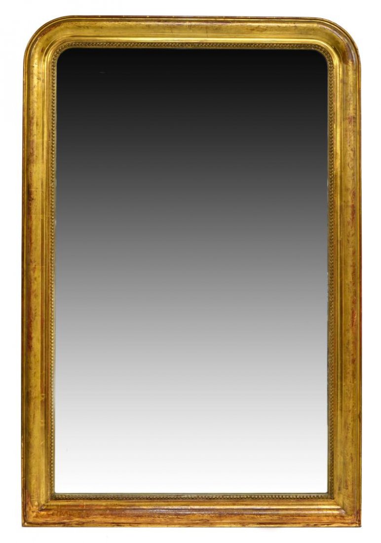 FRENCH LOUIS PHILIPPE LARGE GILTWOOD MIRROR 19TH C (1 of 3)