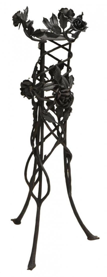 FRENCH ART NOUVEAU WROUGHT IRON PLANT STAND 1900 (1 of 3)