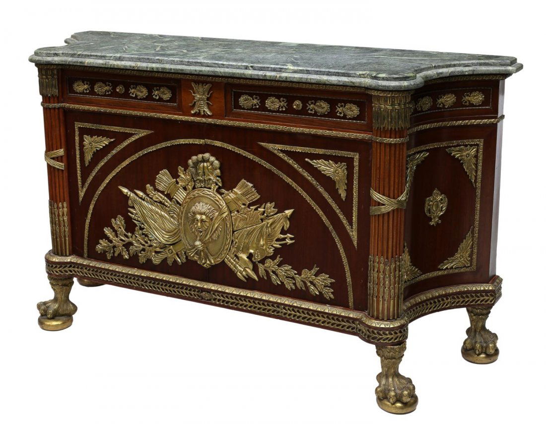 FRENCH EMPIRE STYLE MARBLE TOP SIDEBOARD (1 of 4)