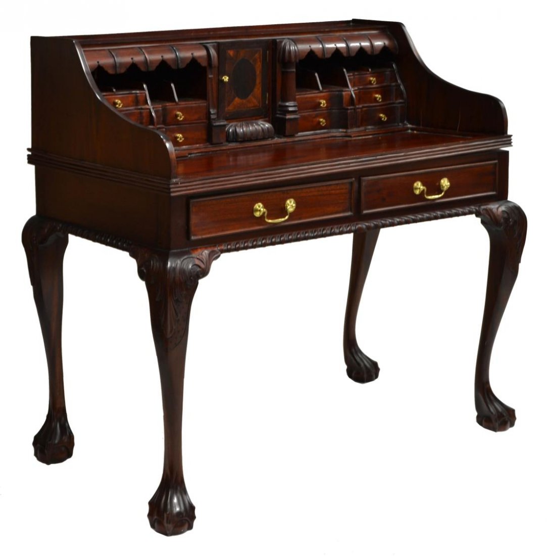 CHIPPENDALE STYLE CARVED MAHOGANY ESCRITOIRE (1 of 2)