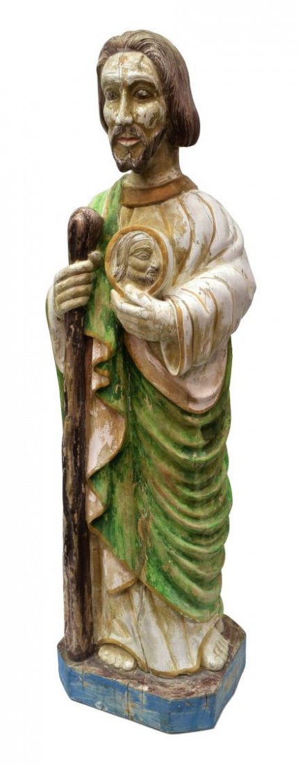 COLONIAL STYLE CARVED WOOD RELIGIOUS FIGURE (1 of 7)