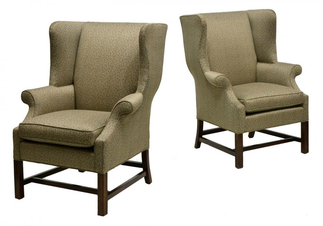 (2) CENTURY FURNITURE WING BACK ARM CHAIRS (1 of 3)