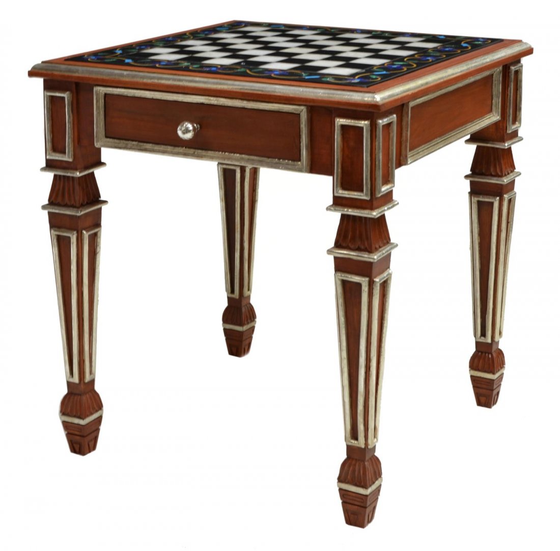 FINE & UNUSUAL SEMI-PRECIOUS STONE CHESS TABLE (1 of 3)