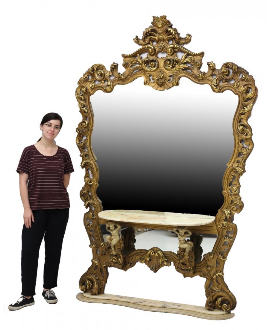 FABULOUS GILTWOOD MIRRORED & FIGURAL CONSOLE (1 of 7)