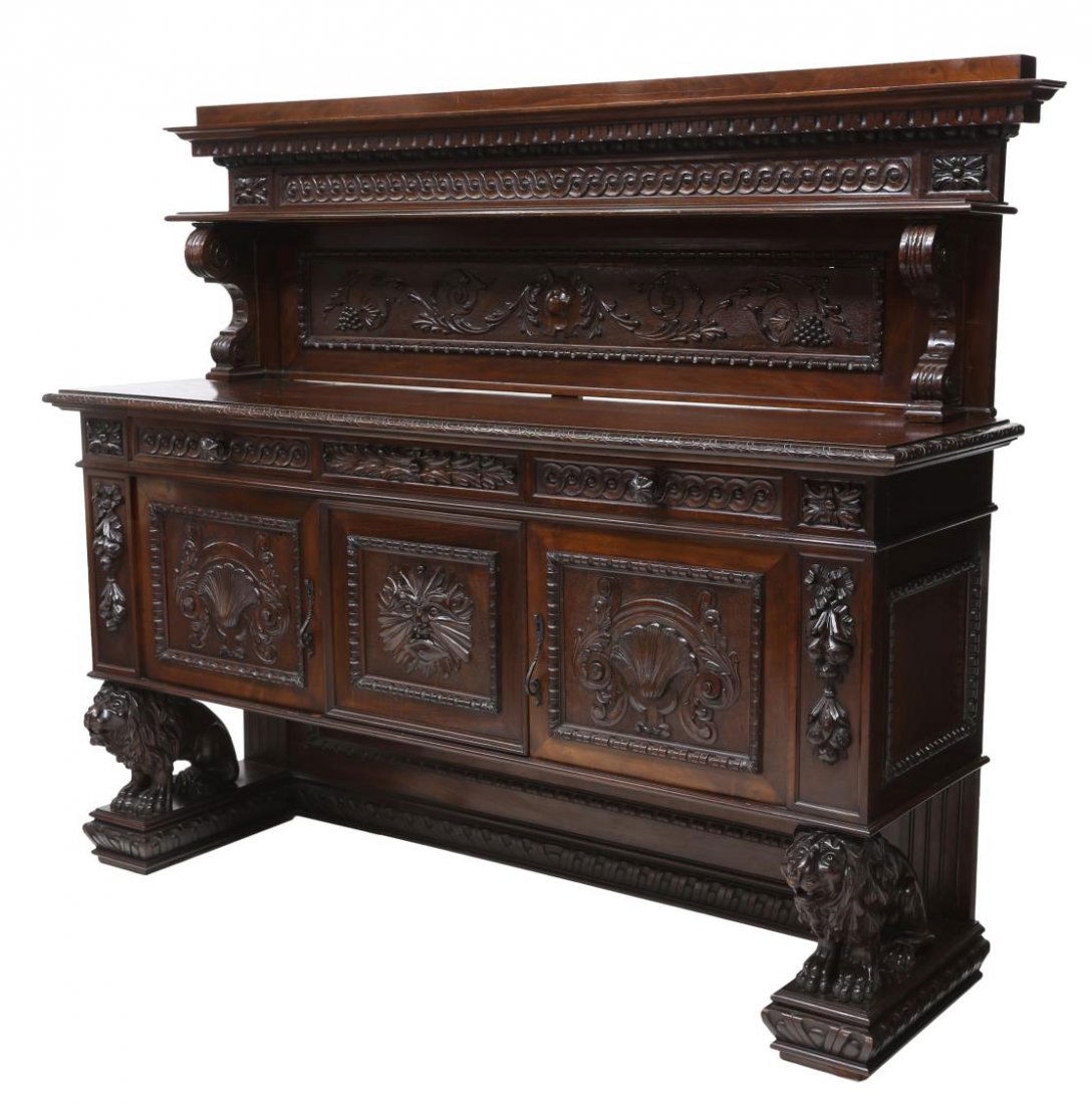 ITALIAN RENAISSANCE REVIVAL LION SIDEBOARD (1 of 4)