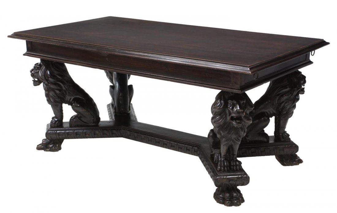 ITALIAN RENAISSANCE REVIVAL LION DINING TABLE (1 of 3)
