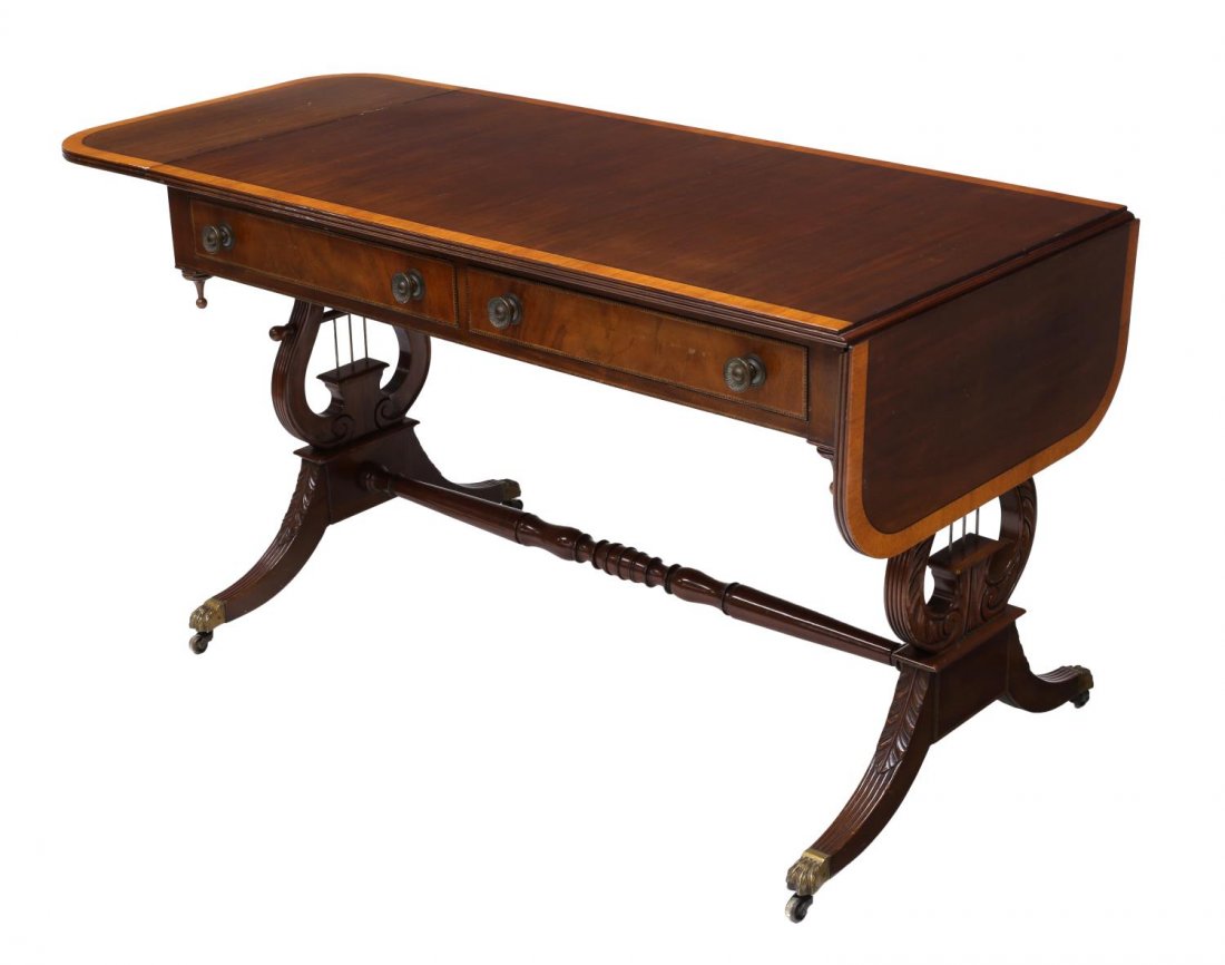 FEDERAL STYLE MAHOGANY DROP LEAF LIBRARY TABLE (1 of 6)