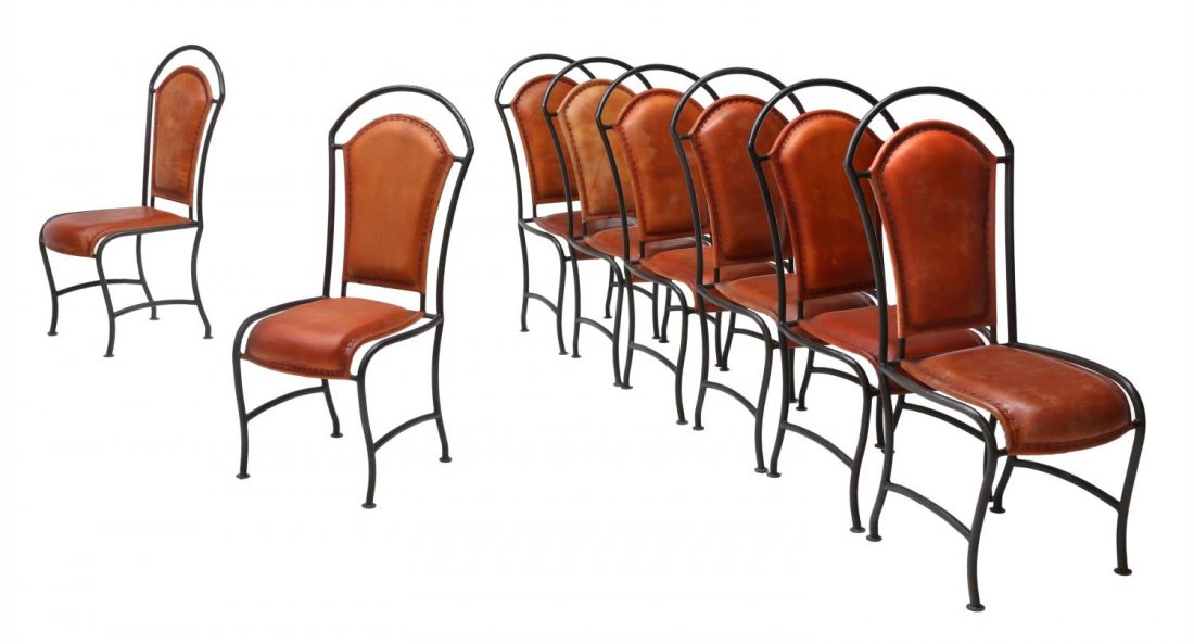 (8) HEAVY IRON & LEATHER SIDE CHAIRS (1 of 5)