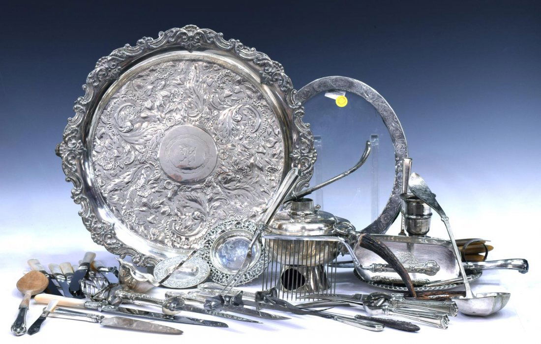 LARGE GROUP STERLING & SILVERPLATE SERVICEWARE (1 of 6)