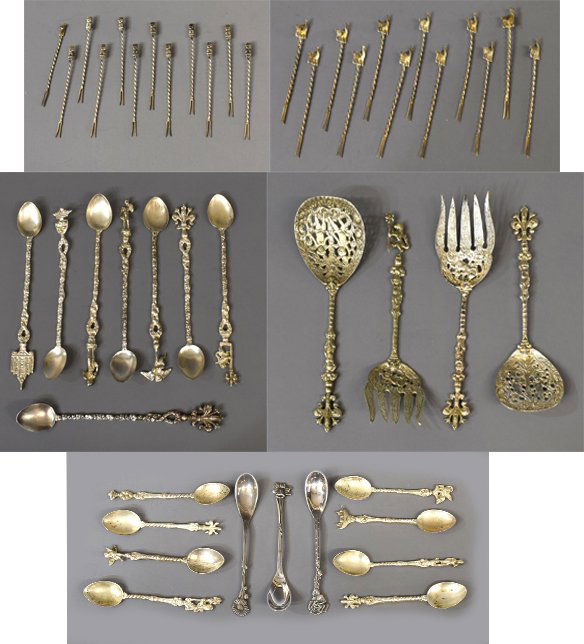 (47) GROUP ITALIAN FIGURAL SILVER TONE SPOONS (1 of 8)