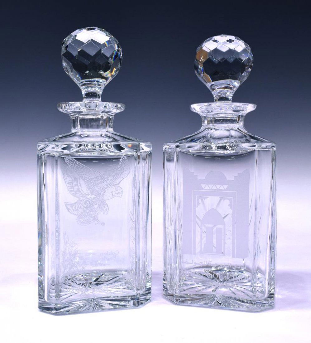 (2) SCOTTISH ETCHED CRYSTAL DECANTERS (1 of 7)