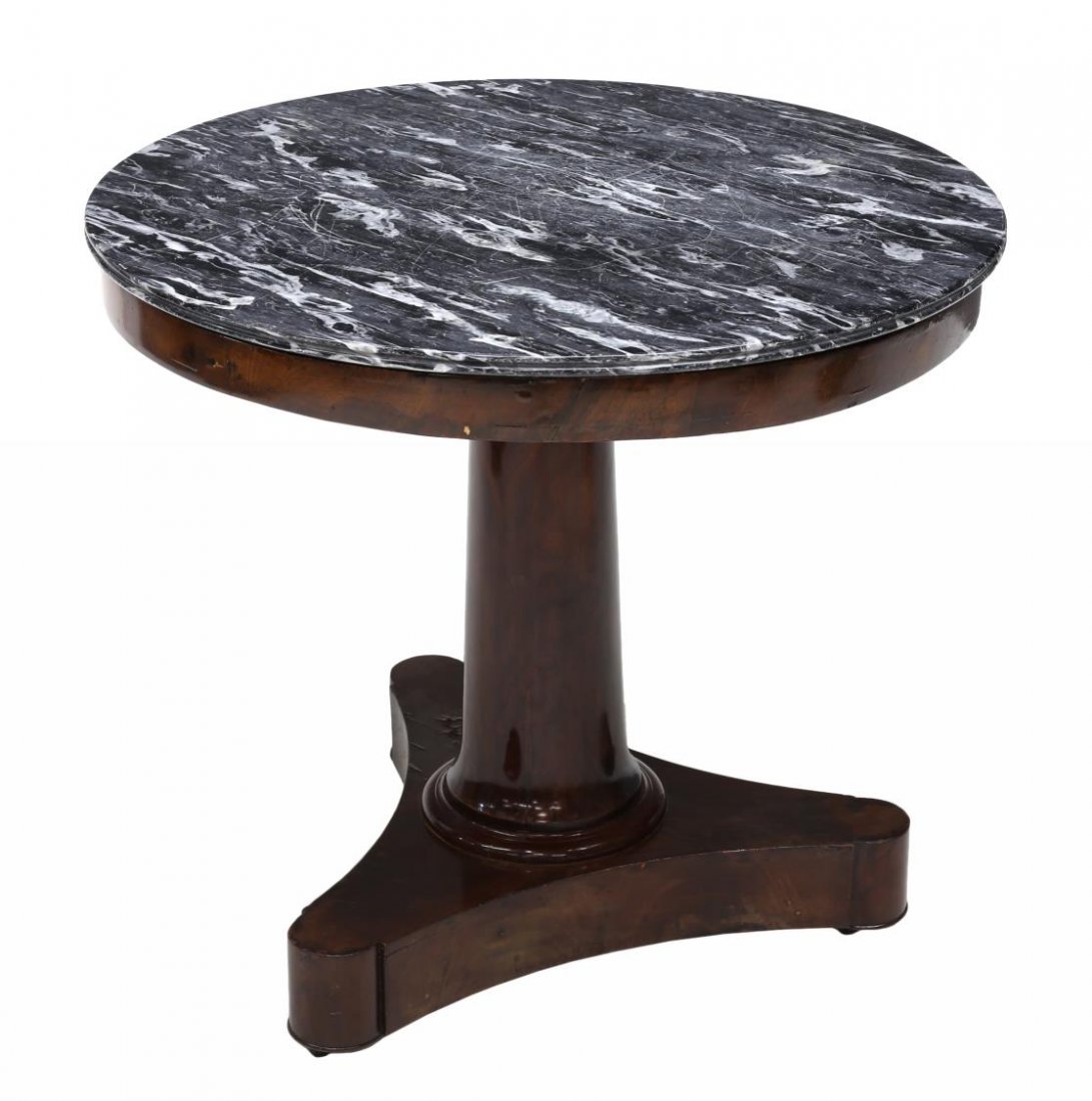 EMPIRE STYLE MARBLE TOP PEDESTAL OCCASIONAL TABLE (1 of 2)