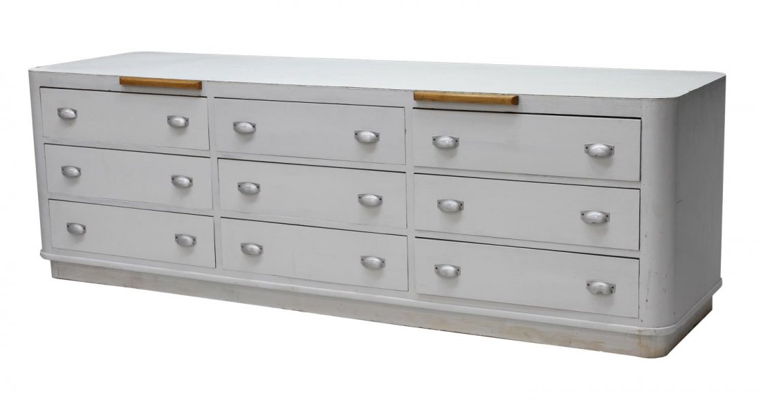 FRENCH PAINTED STORE DISPLAY COUNTER, 9 DRAWERS (1 of 3)
