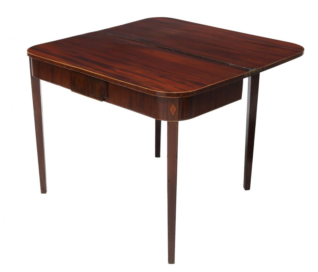 FEDERAL STYLE INLAID MAHOGANY FLIP TOP TABLE (1 of 4)
