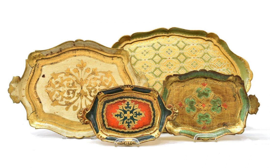 (4) ITALIAN FLORENTINE PAPIER MACHE NESTING TRAYS (1 of 9)