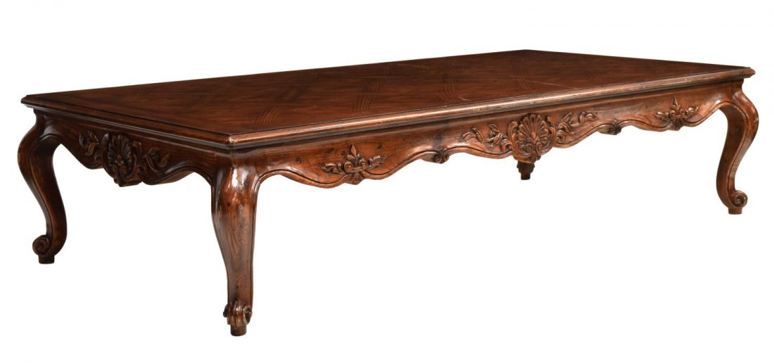 LOUIS XV STYLE OAK PARQUETRY TOP COFFEE TABLE (1 of 2)