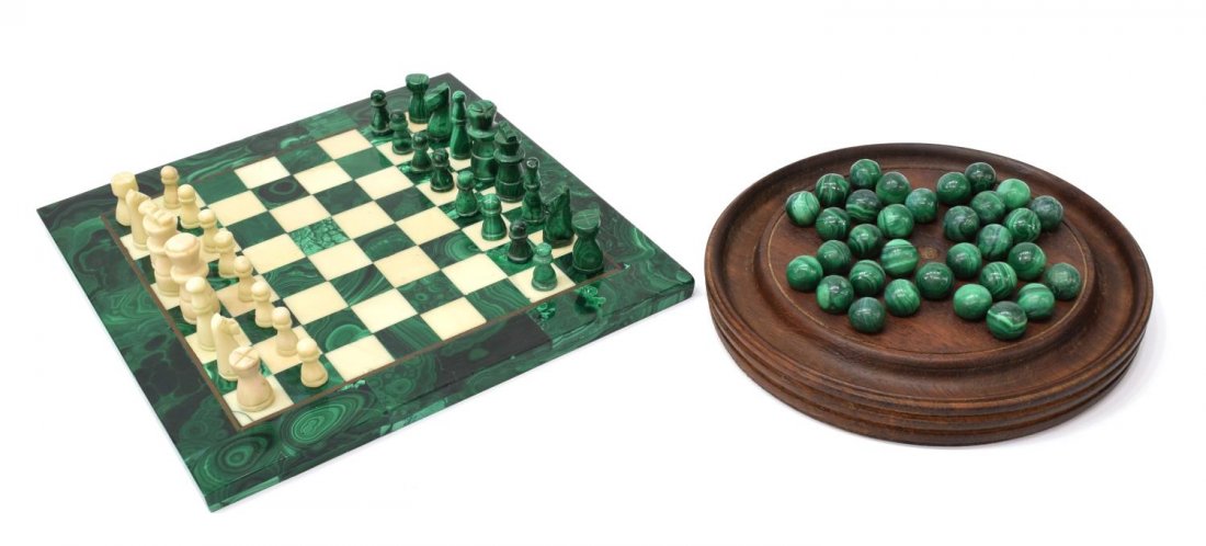(2) MALACHITE GAMES, CHESS SET & CHINESE CHECKERS (1 of 7)