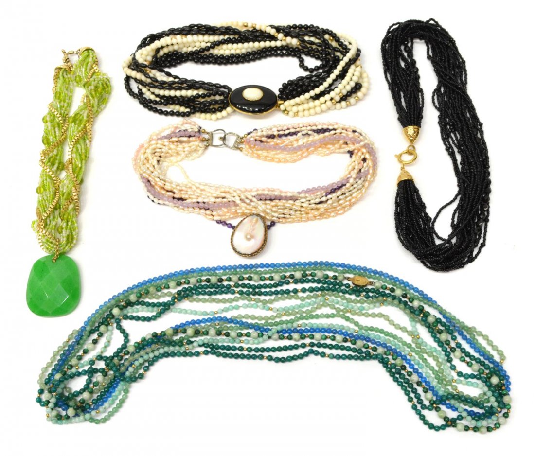 COLLECTION OF BEADED COSTUME NECKLACES (1 of 4)