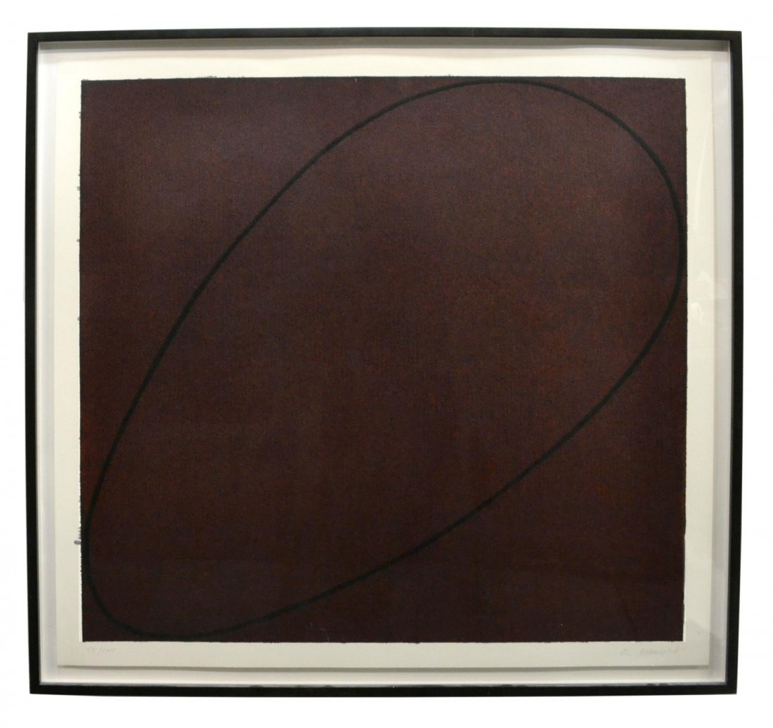 ROBERT MANGOLD (AMERICAN B 1937) SCREENPRINT 4X4X4: Framed color screenprint, "Untitled", from 4x4x4 Portfolio, 1990, signed in pencil lower right Mangold (Robert Mangold, American b. 1937), edition 58/100, sheet: 48"h x 48"w, overall: 52"h, 52"w, 32lb