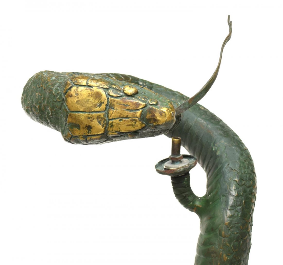 VINTAGE BRONZE STANDING COBRA SNAKE FLOOR LAMP