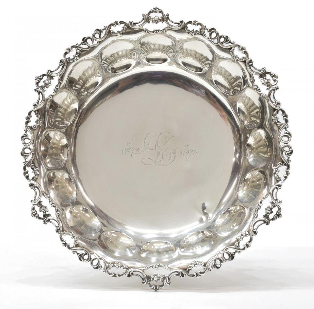 GORHAM PIERCED FLORAL & SCROLL LOBED CENTER BOWL (1 of 4)