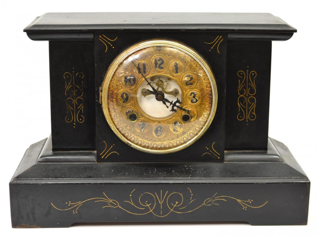 AMERICAN VICTORIAN ANSONIA IRON MANTEL CLOCK (1 of 4)