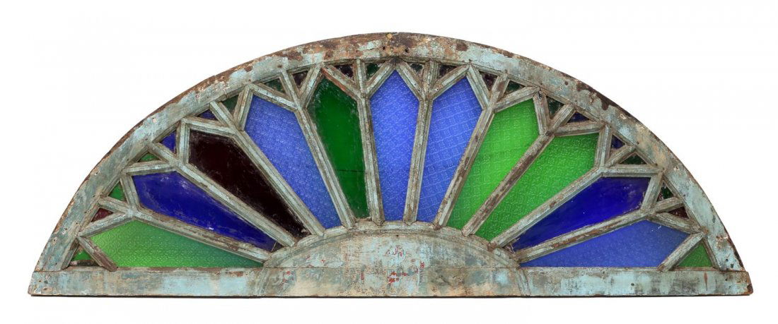 LARGE ARCHED STAINED GLASS WINDOW (1 of 4)