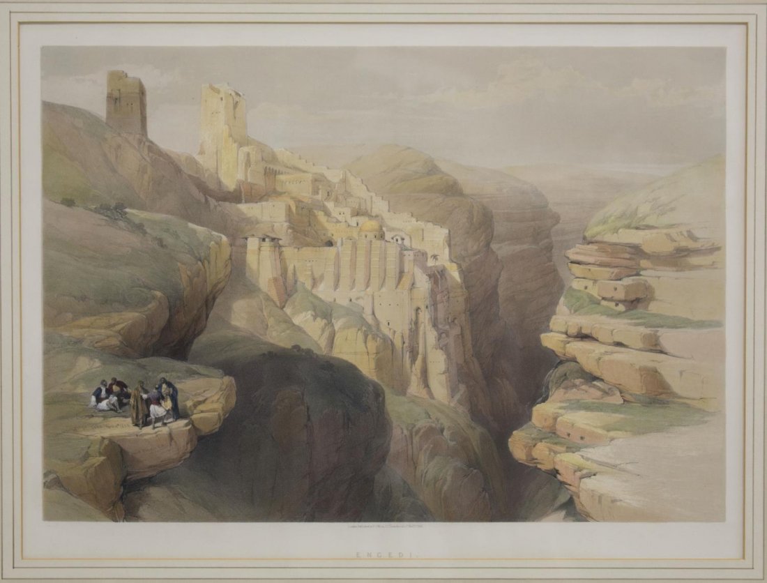 DAVID ROBERTS (1796-1864) "ENCEDI" COLOR ENGRAVING (1 of 3)