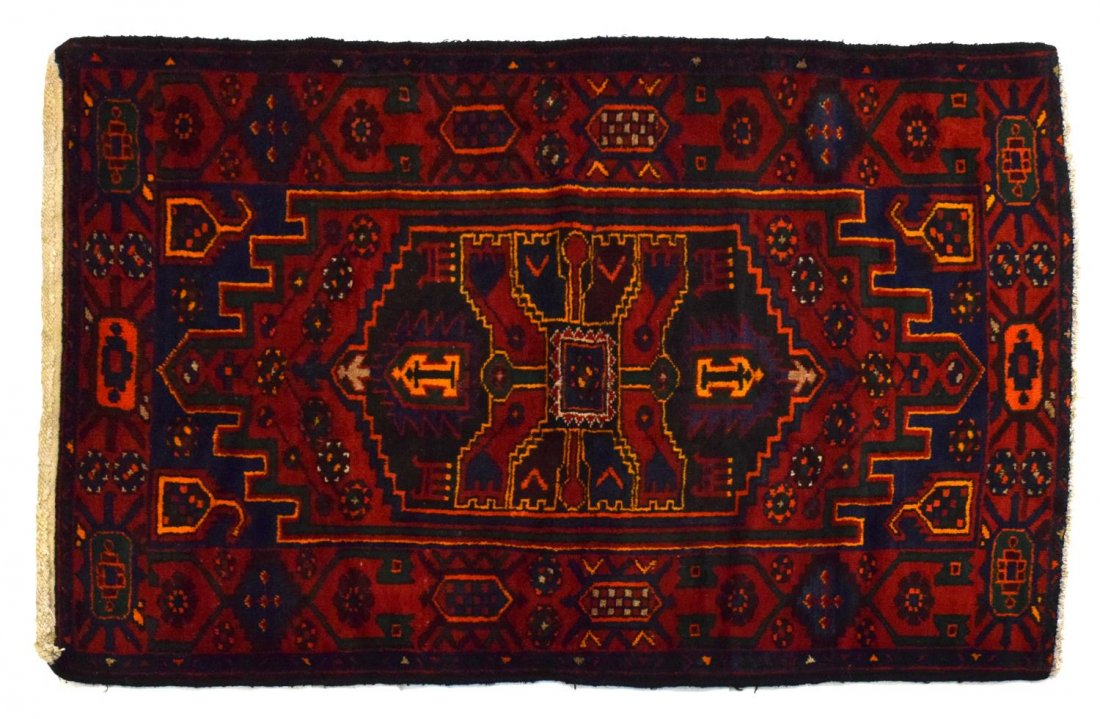 HAND TIED PERSIAN KAZAK RUNNER RUG, 3'8" x 5'10" (1 of 2)
