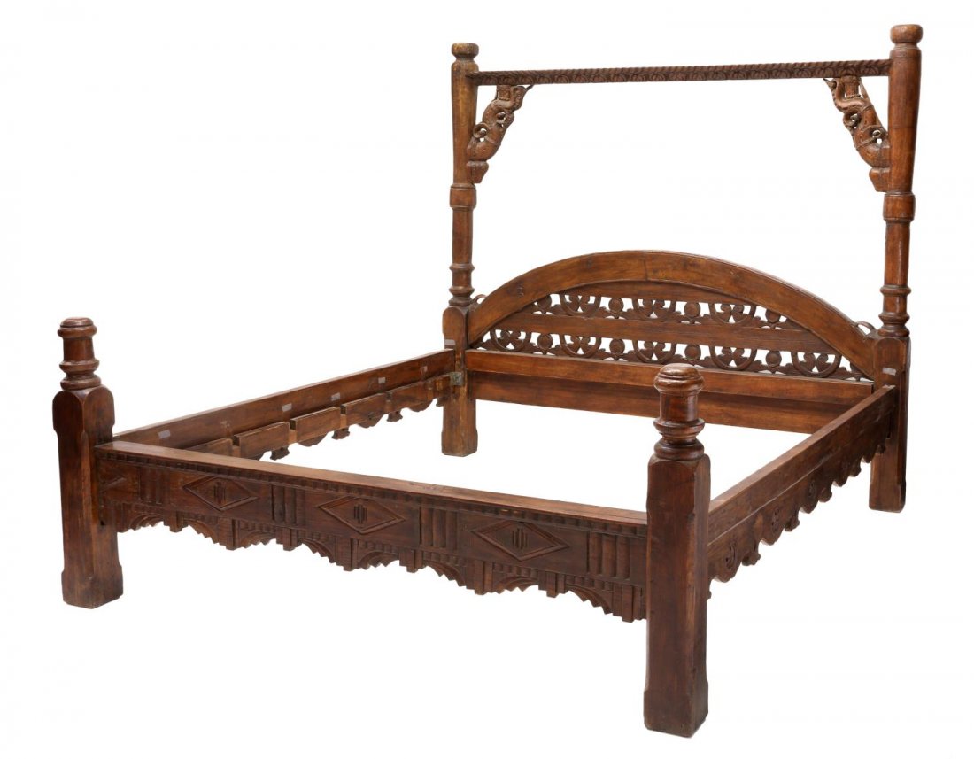 CARVED TEAKWOOD KING BED (1 of 4)