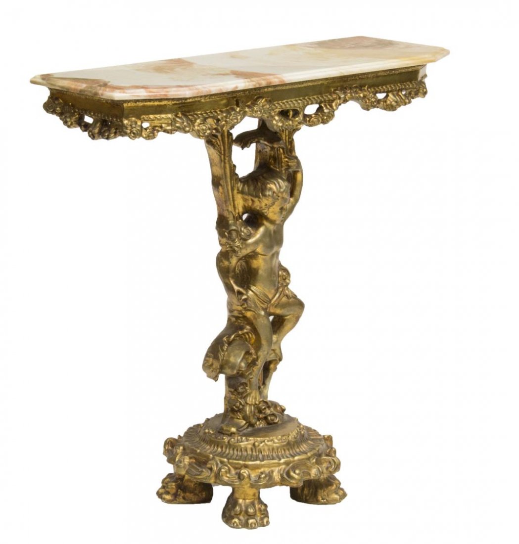 ITALIAN GILTWOOD & MARBLE FIGURAL CONSOLE TABLE (1 of 4)