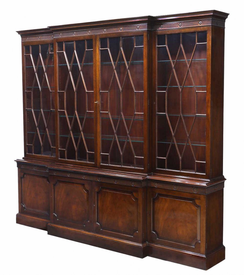 BAKER MAHOGANY BREAKFRONT DISPLAY CABINET (1 of 4)
