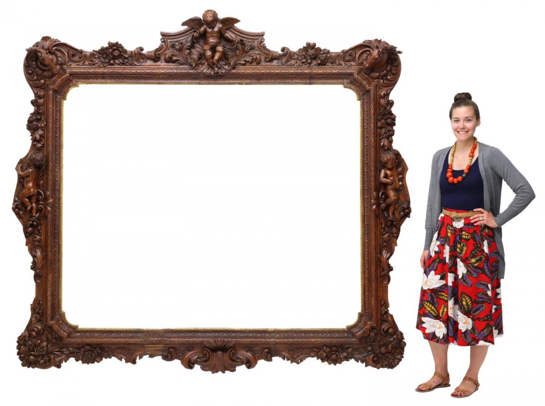 MONUMENTAL ITALIAN CARVED FIGURAL FRAME, 18TH C (1 of 4)