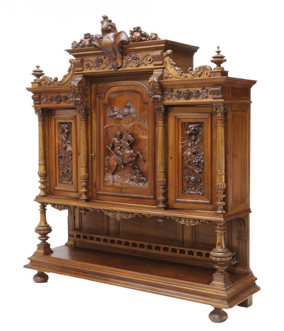 ITALIAN RENAISSANCE STYLE HEAVILY CARVED CABINET (1 of 4)