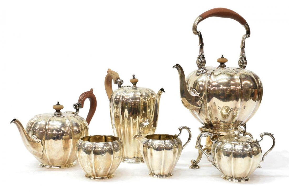 (6) ENGLISH STERLING SILVER TEA & COFFEE SERVICE (1 of 6)