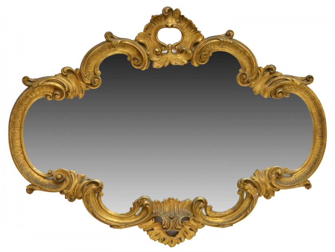 LOUIS XV STYLE GILTWOOD ROCAILLE CARVED MIRROR (1 of 4)