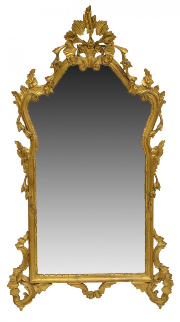 ITALIAN FLORENTINE STYLE CARVED GILT WALL MIRROR (1 of 4)