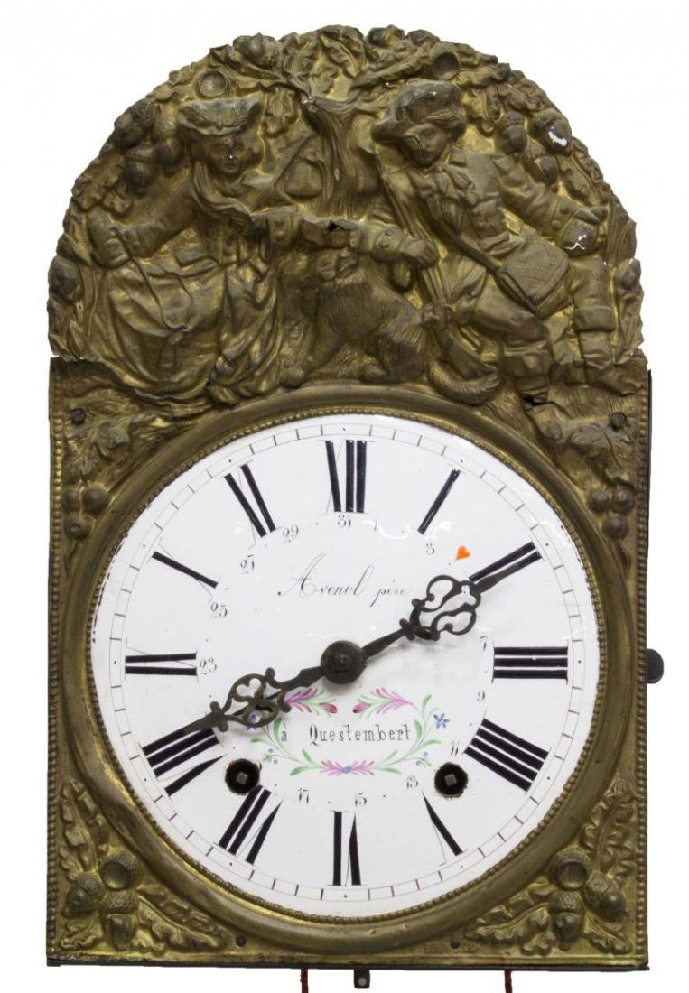 FRENCH MORBIER POLYCHROME BRASS CLOCK 19TH C (1 of 7)