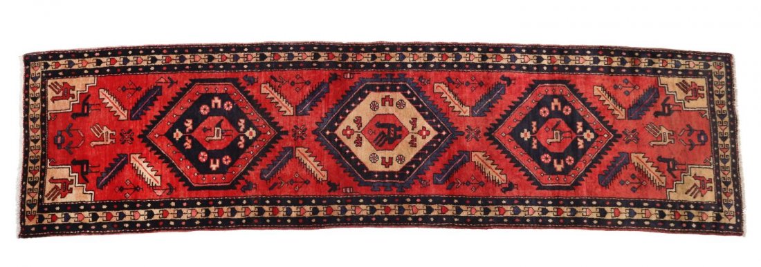 PERSIAN HERIZ RUNNER, 3'3" x 12'7" (1 of 3)