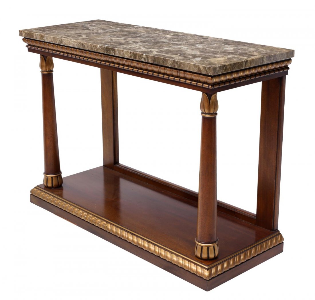 EMPIRE STYLE PARCEL GILT MARBLE TOP CONSOLE TABLE (1 of 3)