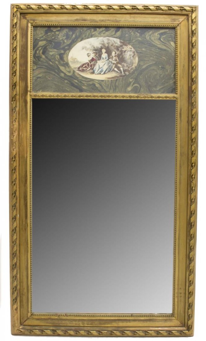 LOUIS XVI STYLE TRUMEAU BEVELED EDGE MIRROR (1 of 4)