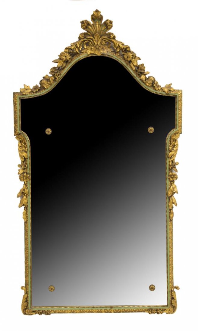 CARVED PARCEL GILT LOUIS XVI STYLE HANGING MIRROR (1 of 3)