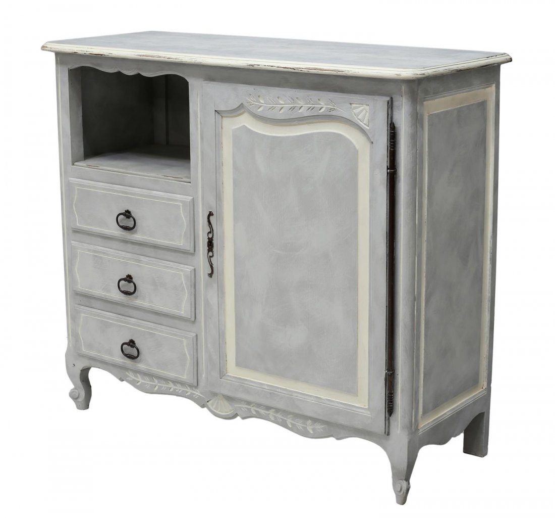 FRENCH COUNTRY STYLE GREY & WHITE PAINTED SERVER (1 of 2)