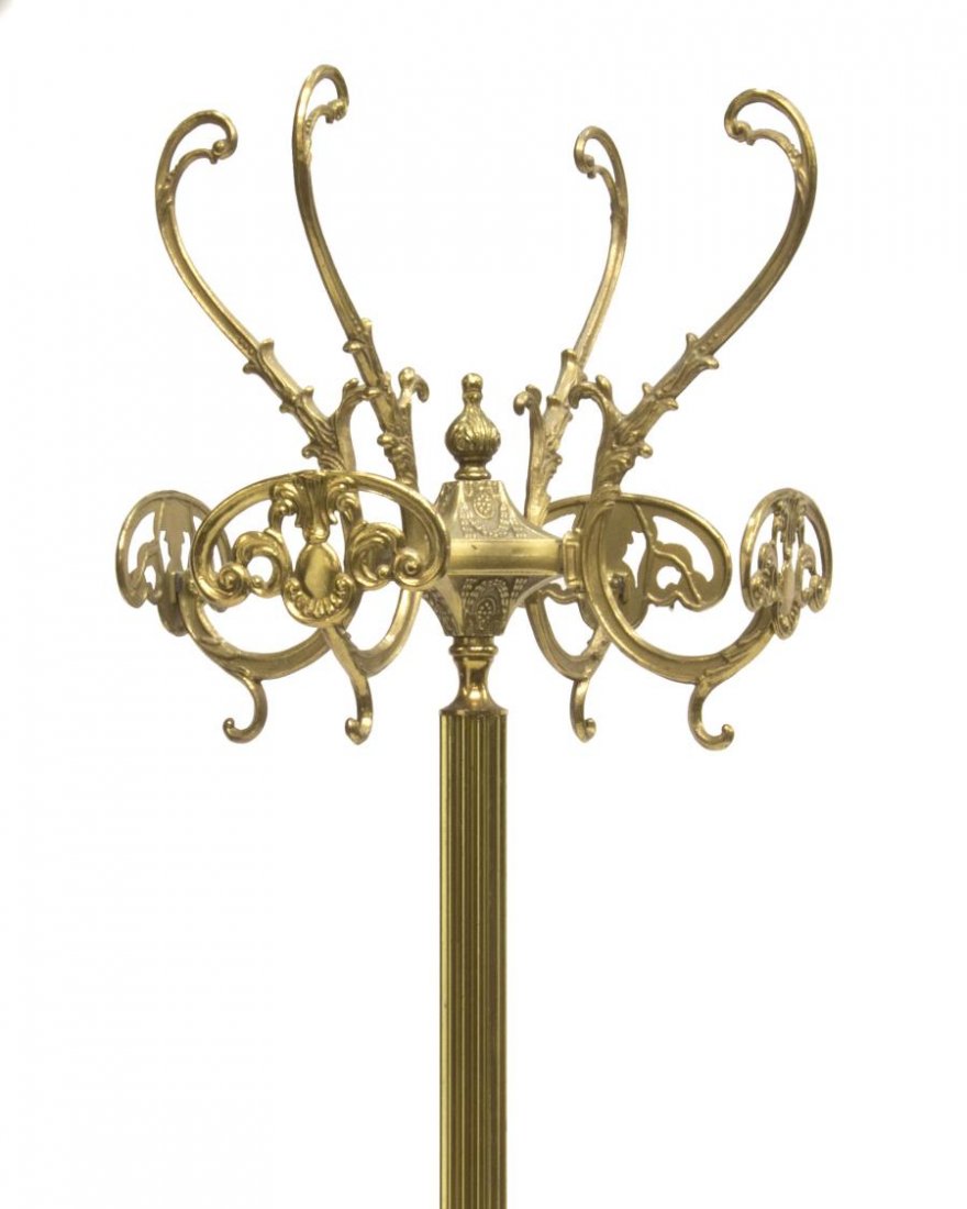 LOUIS XVI STYLE GILT BRASS & ONYX FIGURAL HALLTREE (1 of 5)