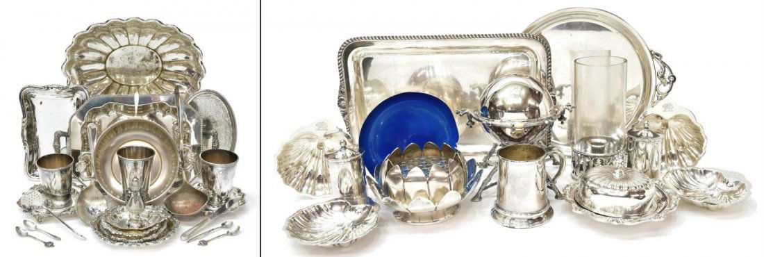 COLLECTION OF SILVERPLATE TABLE AND SERVICE ITEMS (1 of 10)