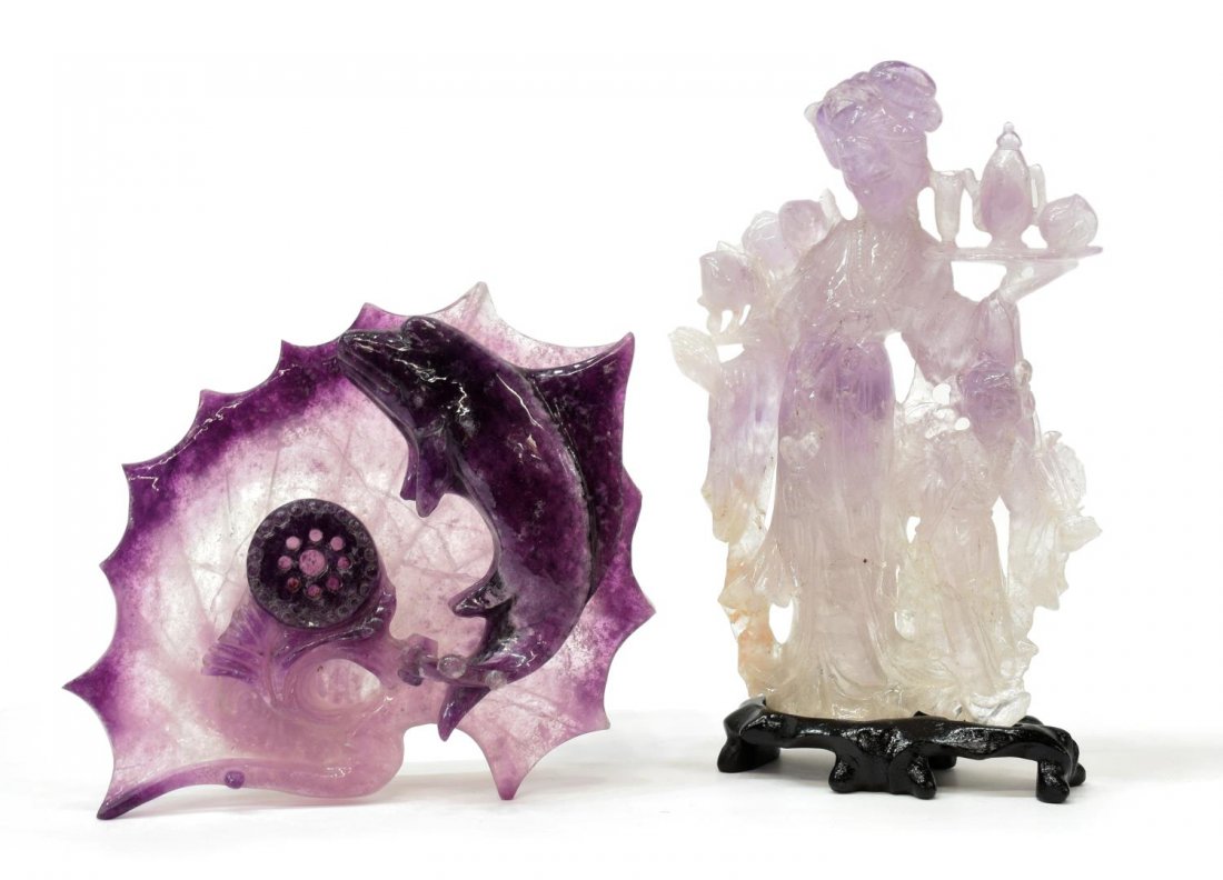 (2) VINTAGE CHINESE FIGURAL HARDSTONE CARVINGS (1 of 7)