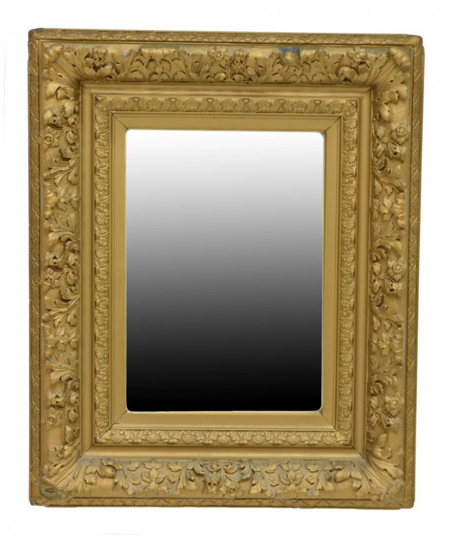 ANTIQUE GILDED FLORAL DECOR HANGING WALL MIRROR (1 of 4)