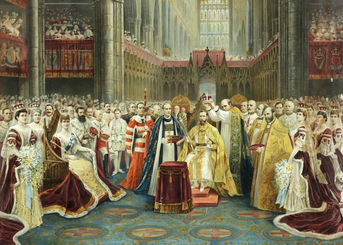 FRAMED COLORED PRINT OF CORONATION OF GEORGE V (1 of 3)