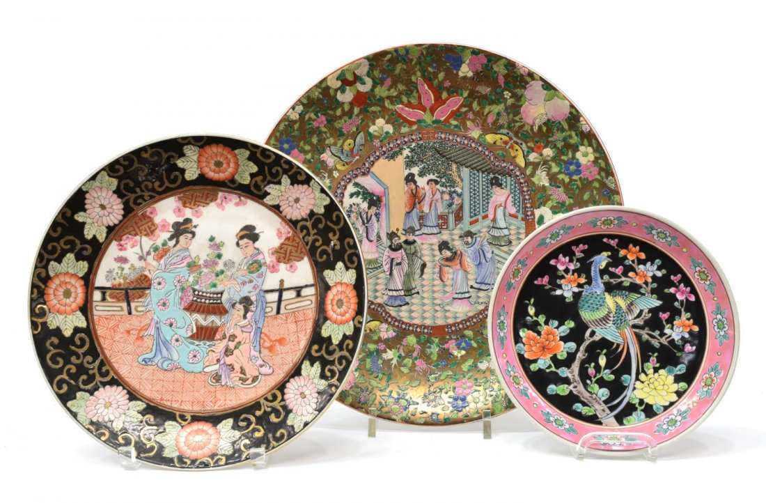(3) CHINESE ENAMEL & PORCELAIN CABINET PLATES (1 of 9)