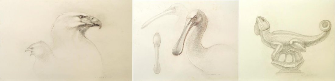 (3) UNFRAMED ANIMAL DRAWINGS BY DAVID EVERETT (1 of 7)